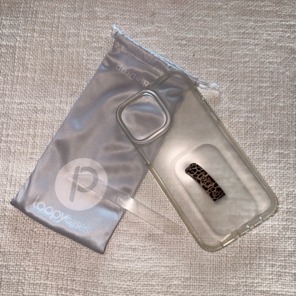 Loopy Clear Case with Leopard Print Loop & Extra Clear Loop | iPhone 13 Pro Max